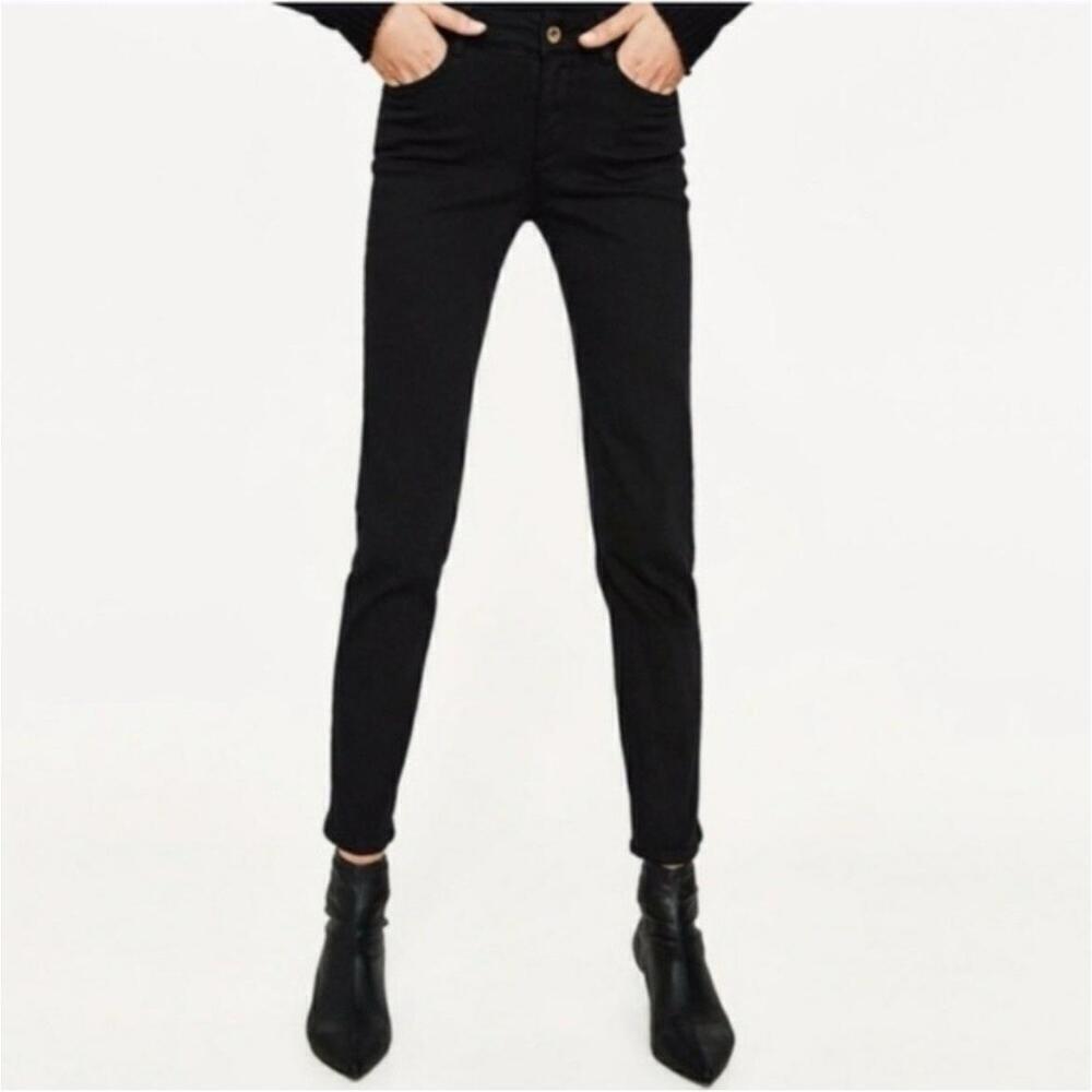 NEW Zara Denim Skinny Jeans Black Size 2 Mid Rise Stretch